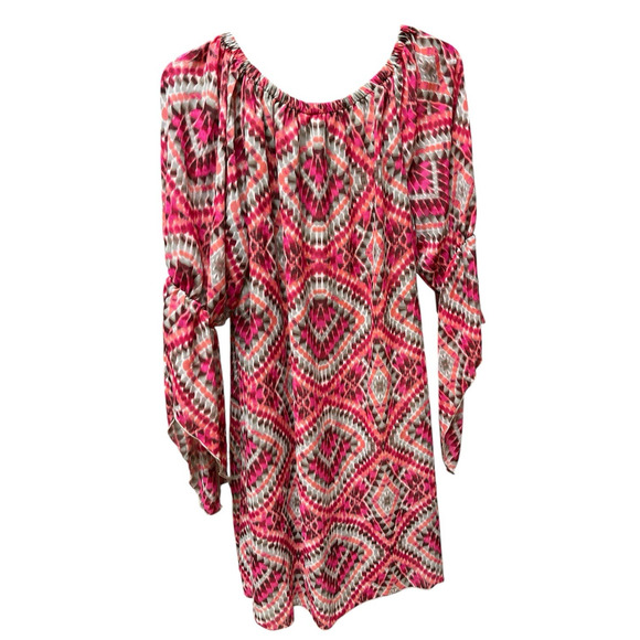 New Directions Women's Boho Tunic Dress Geometric Print Multicolor Size Large - Picture 2 of 9